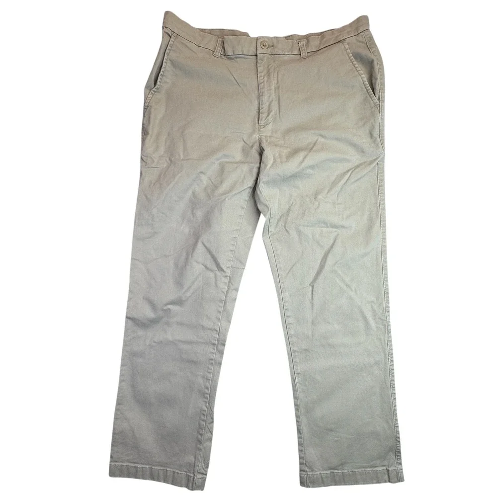 Roundtree & Yorke Casuals Men Khaki Chino Pants Stretch 40x30 Flat Front (38x29)